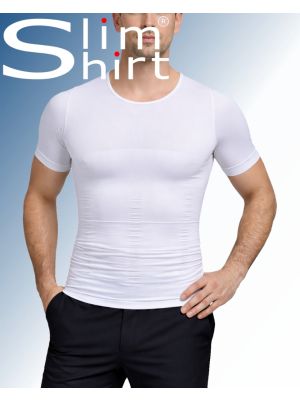 Mannen shapewear t shirt: Verstevigd met Spandex drukpunten voor ondersteuning en compressie.