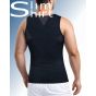 Figure-shaping vest featuring elastic back support bands and a built-in adjustable waist band for targeted compression.