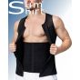 Figure-shaping shirt for men reinforced with strong elastic bands on the back for added support.