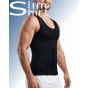 Bodyshaper compressie shirt mannen zwart zijaanzicht verstevigd