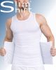 Body shaper compression shirt men white front view adjustable band