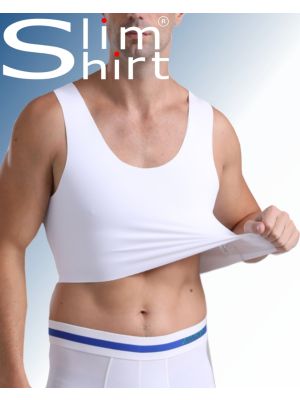 Slim Fit Binder compressie top mannen wit zijaanzicht onzichtbaar onder kleding