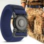 Military work belt blue metal buckle