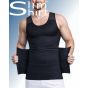 Body Shaper Kompressionsshirt Herren schwarz Vorderansicht Bauchband