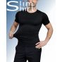 Figure-correcting men's T-shirt: Directed ventilation and quick-drying material suitable for work and sport.