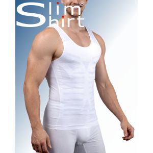 Laser Cut shapewear shirt mannen wit vooraanzicht dun corrigerend shirt