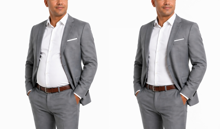 Voor en na: corrigerend shirt voor mannen